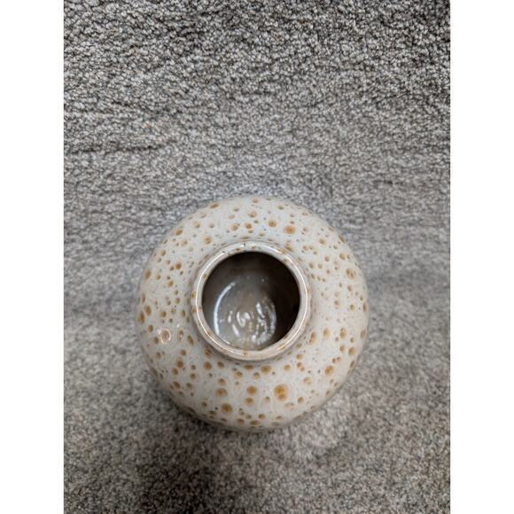 Vintage MCM pottery Vase Textured Cream Tan Pottery Lava Glaze Ceramic Brutalist - Picture 5 of 10